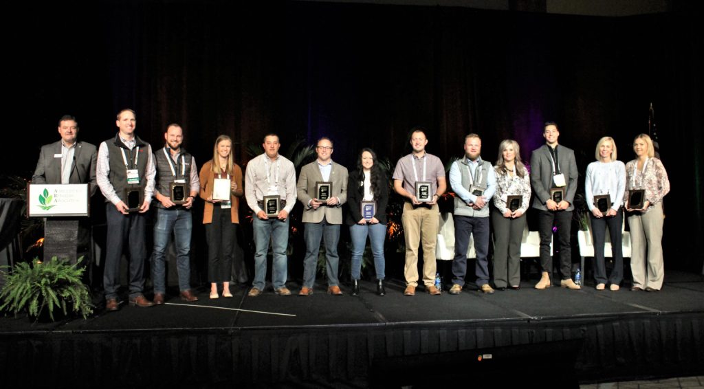 A photo of the rising star award winners honoring up-and-coming leaders in the agricultural retail industry.