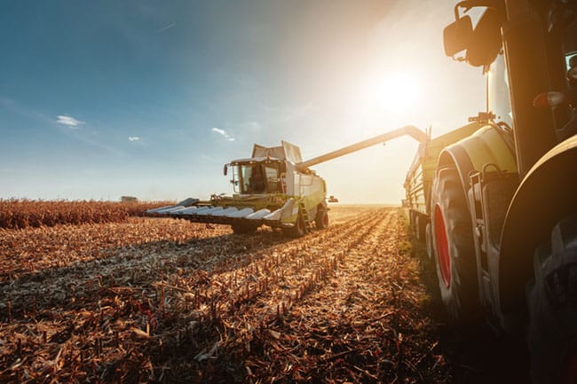photo of a harvester in the field